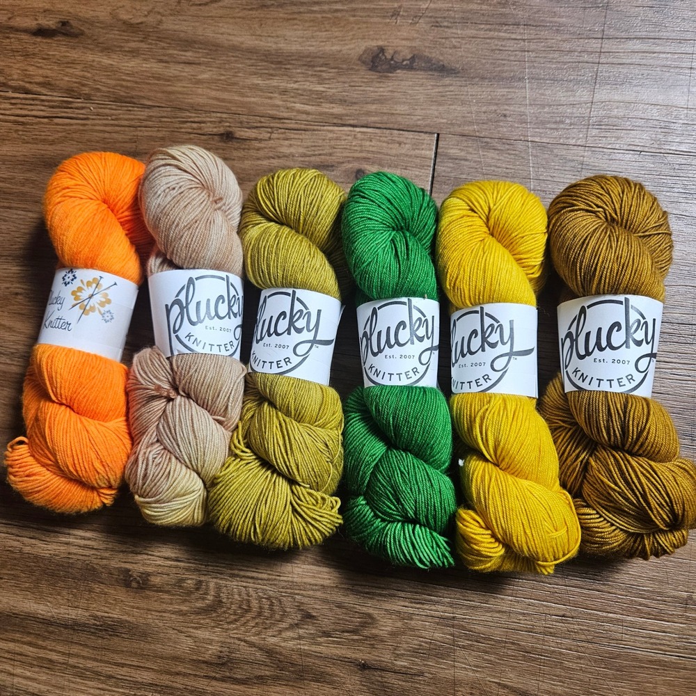Lot of 6 Plucky Knitter Primo Fingering Merino Cashmere 75 20 5 Boho Yellow